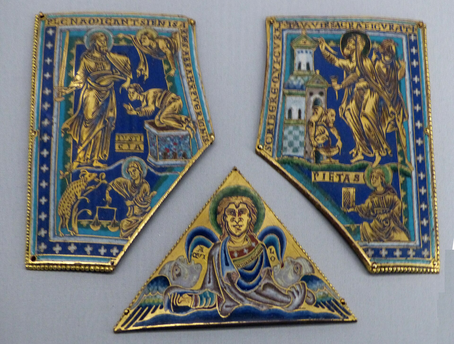 Vienna ( Austria ). Cathedral museum: Three enamel plaques ( 1160s ) from Meuse region / Lorraine.